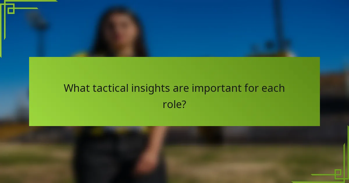 What tactical insights are important for each role?